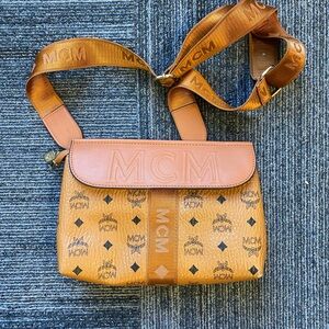 MCM Cognac Logo Crossbody Bag